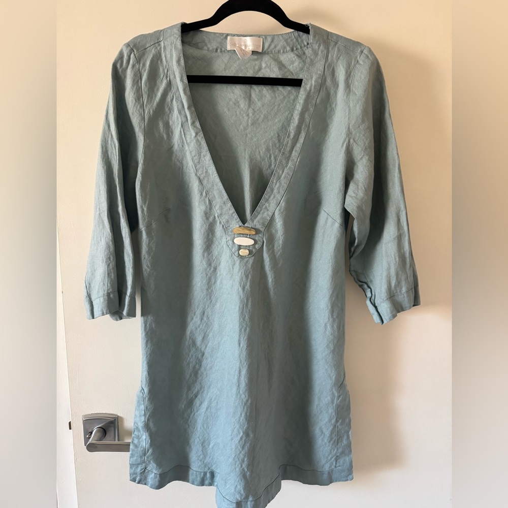 Linen Seafoam V-Neck Tunic